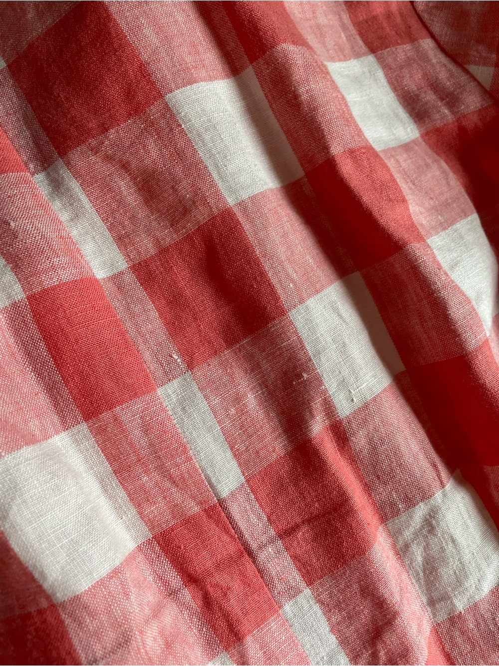 Boden Gingham Rose Red Louise 100% Linen Midi Shirt Dress Size 12R - Picture 8 of 8